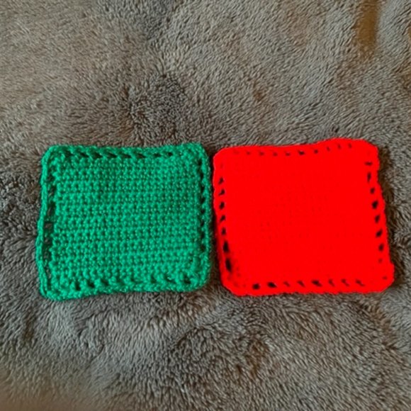 Christmas Coasters Handmade Crocheted Items Set of Two Christmas Stocking & Tree - Picture 2 of 7